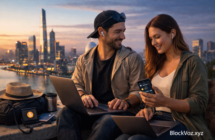 nómadas digitales al atardecer