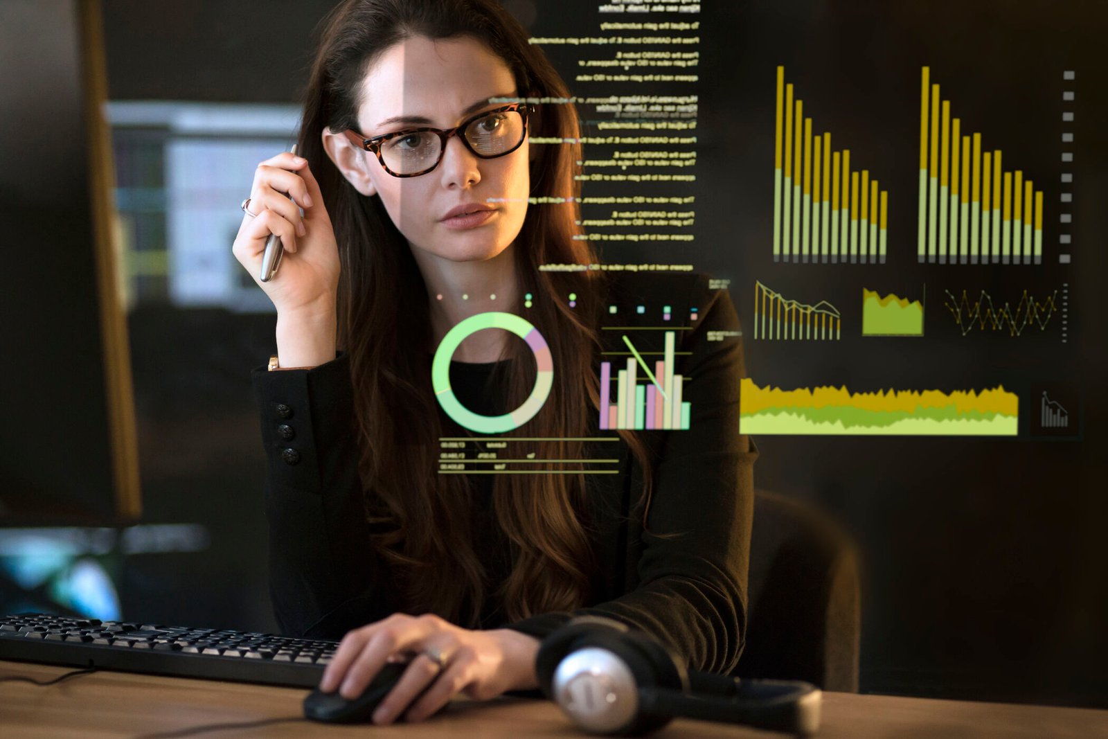 data dark office woman