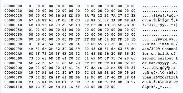 Hoy hace 17 años nació Bitcoin: el día que se minó el primer bloque de la historia satoshi nakamoto embedded a message in bitcoins genesis v0 2l4vxqzag3wa1