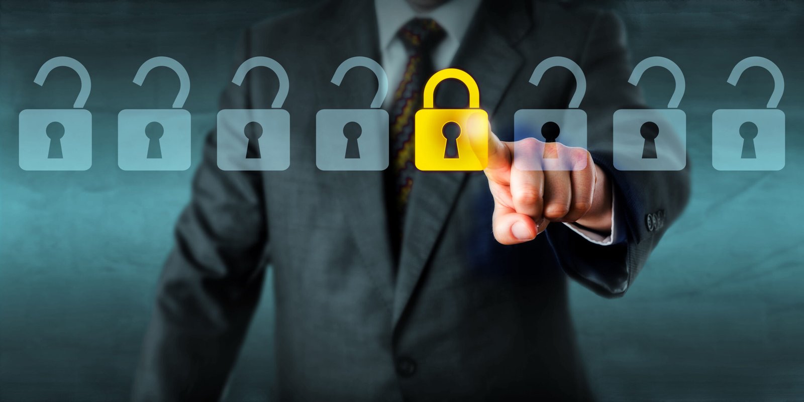 torso,of,a,manager,is,locking,one,virtual,lock,in