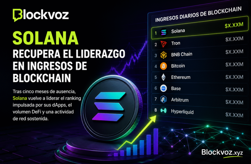 Solana recupera el liderazgo en ingresos blockchain