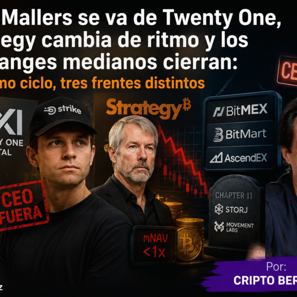 Voces del Bloque Jack Mallers se va de Twenty One, Strategy cambia de ritmo y los exchanges medianos cierran: el mismo ciclo, tres frentes distintos