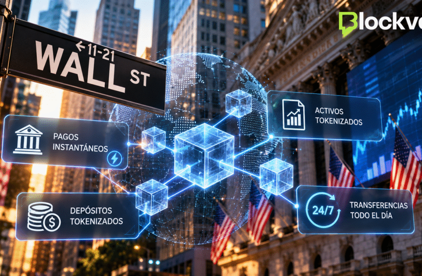 blockchain en wall street al anochecer